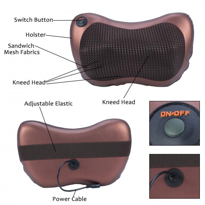 Full Body Heated Back Massager , Head Back Neck Rolling Kneading Massage Pillow