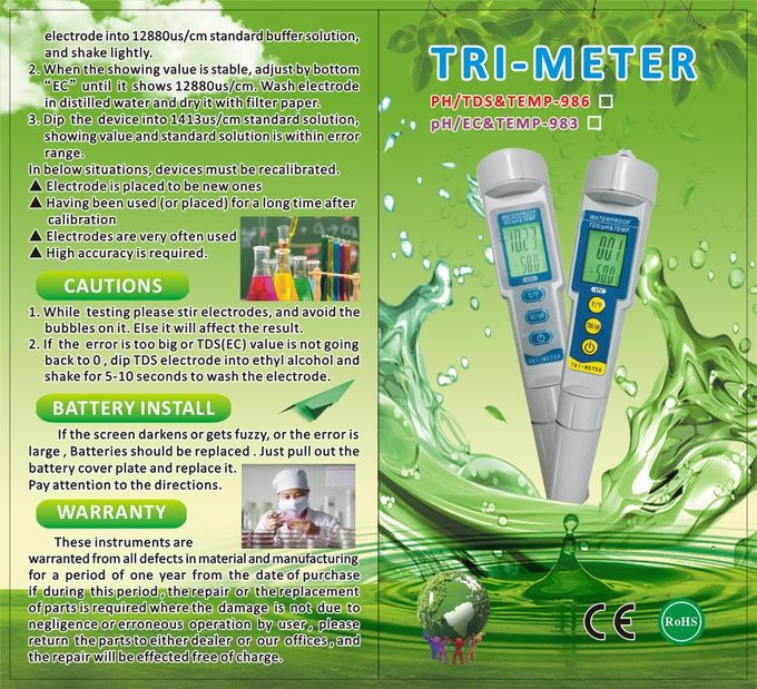 3 In 1 Portable Mini Detection TDS Water Tester Ph Water Meter PH -986 With 1 Year Warranty