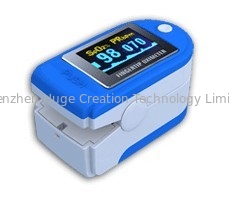 China Light Blue Potable Fingertip Pulse Oximeter with Alarm AH - 50D supplier